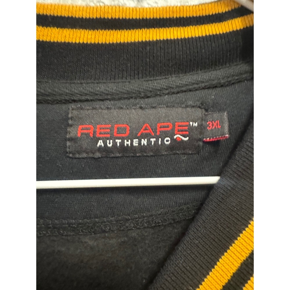 Red Ape Authentic Varsity Jacket Mens 3XL Black Grey Yellow Patch Bomber Fleece - Picture 2 of 8